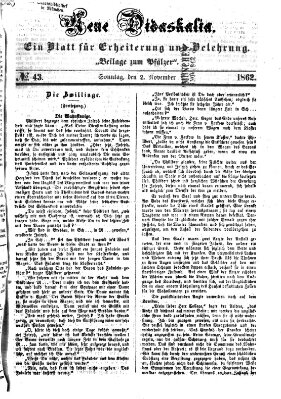 Neue Didaskalia (Pfälzer) Sonntag 2. November 1862