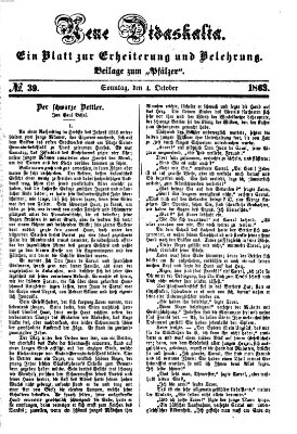 Neue Didaskalia (Pfälzer) Sonntag 4. Oktober 1863