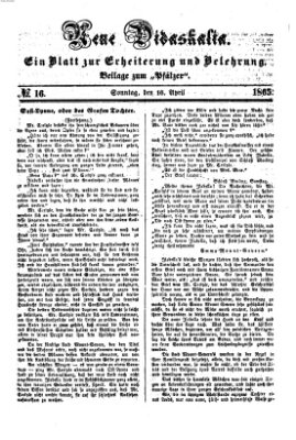 Neue Didaskalia (Pfälzer) Sonntag 16. April 1865