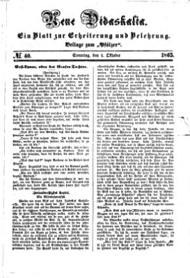 Neue Didaskalia (Pfälzer) Sonntag 1. Oktober 1865