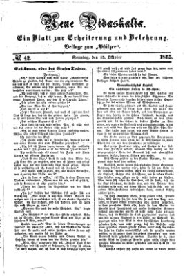 Neue Didaskalia (Pfälzer) Sonntag 15. Oktober 1865