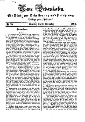 Neue Didaskalia (Pfälzer) Sonntag 23. September 1866