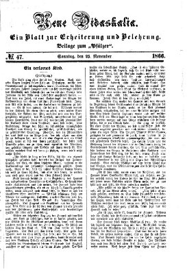 Neue Didaskalia (Pfälzer) Sonntag 25. November 1866