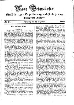 Neue Didaskalia (Pfälzer) Sonntag 23. Dezember 1866