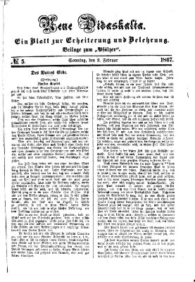 Neue Didaskalia (Pfälzer) Sonntag 3. Februar 1867