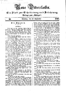 Neue Didaskalia (Pfälzer) Sonntag 22. September 1867