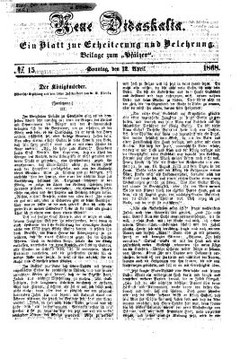 Neue Didaskalia (Pfälzer) Sonntag 12. April 1868