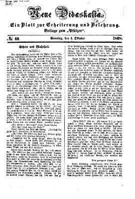 Neue Didaskalia (Pfälzer) Sonntag 4. Oktober 1868