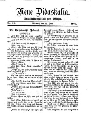 Neue Didaskalia (Pfälzer) Mittwoch 15. Juni 1870