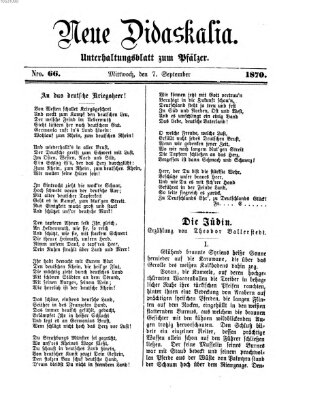 Neue Didaskalia (Pfälzer) Mittwoch 7. September 1870