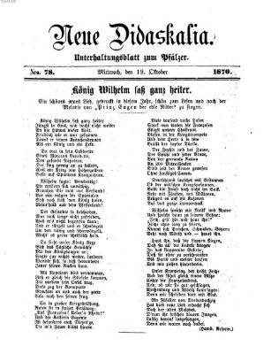 Neue Didaskalia (Pfälzer) Mittwoch 19. Oktober 1870