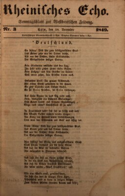 Rheinisches Echo Sonntag 18. November 1849