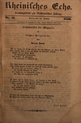 Rheinisches Echo Sonntag 13. Januar 1850