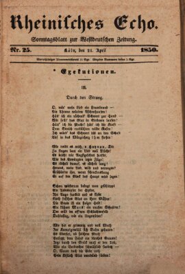 Rheinisches Echo Donnerstag 21. März 1850