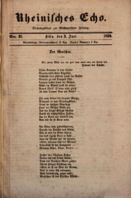 Rheinisches Echo Sonntag 2. Juni 1850