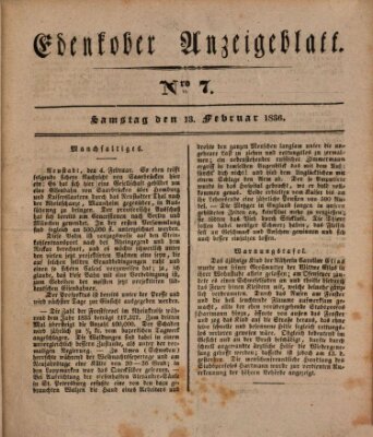 Der Eil-Bote aus dem Bezirk (Der Eilbote) Samstag 13. Februar 1836