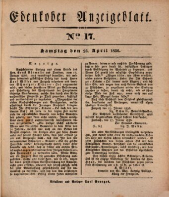 Der Eil-Bote aus dem Bezirk (Der Eilbote) Samstag 23. April 1836