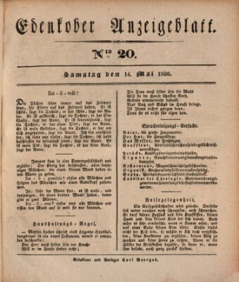 Der Eil-Bote aus dem Bezirk (Der Eilbote) Samstag 14. Mai 1836