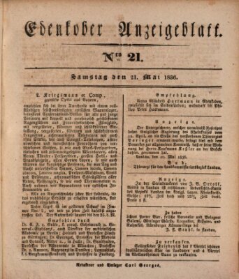 Der Eil-Bote aus dem Bezirk (Der Eilbote) Samstag 21. Mai 1836