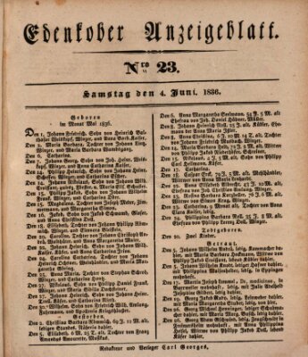 Der Eil-Bote aus dem Bezirk (Der Eilbote) Samstag 4. Juni 1836