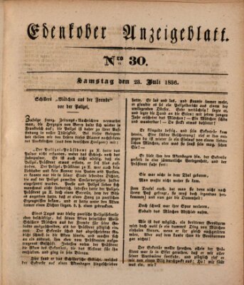 Der Eil-Bote aus dem Bezirk (Der Eilbote) Samstag 23. Juli 1836