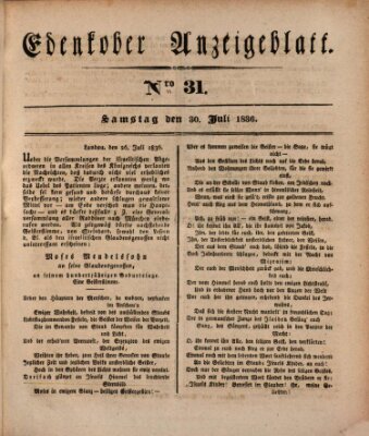 Der Eil-Bote aus dem Bezirk (Der Eilbote) Samstag 30. Juli 1836