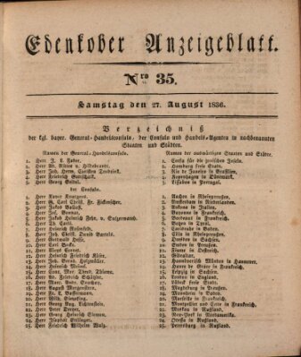 Der Eil-Bote aus dem Bezirk (Der Eilbote) Samstag 27. August 1836