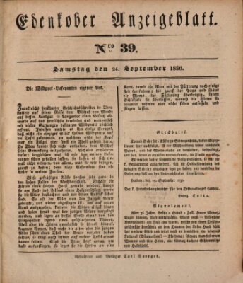 Der Eil-Bote aus dem Bezirk (Der Eilbote) Samstag 24. September 1836