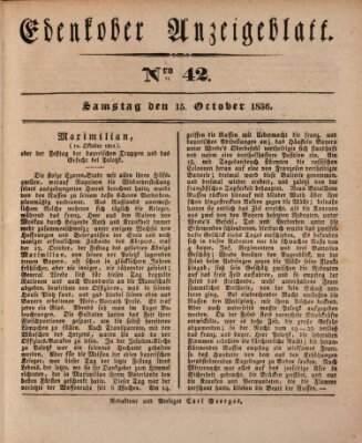 Der Eil-Bote aus dem Bezirk (Der Eilbote) Samstag 15. Oktober 1836