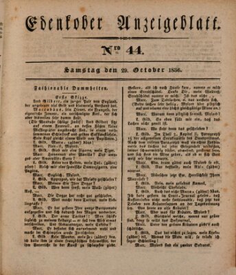 Der Eil-Bote aus dem Bezirk (Der Eilbote) Samstag 29. Oktober 1836