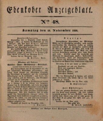 Der Eil-Bote aus dem Bezirk (Der Eilbote) Samstag 26. November 1836