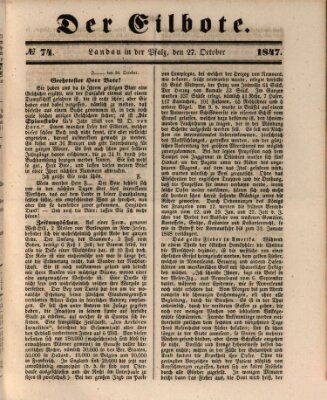 Der Eilbote Mittwoch 27. Oktober 1847