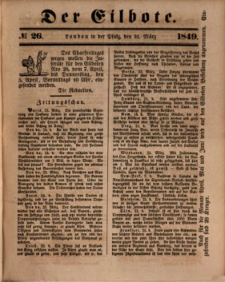 Der Eilbote Samstag 31. März 1849