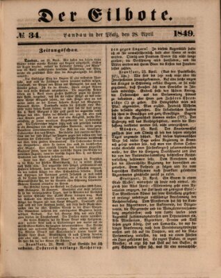 Der Eilbote Samstag 28. April 1849