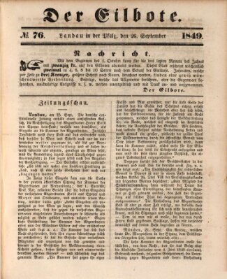 Der Eilbote Mittwoch 26. September 1849