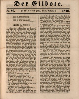 Der Eilbote Samstag 3. November 1849