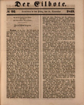 Der Eilbote Mittwoch 21. November 1849