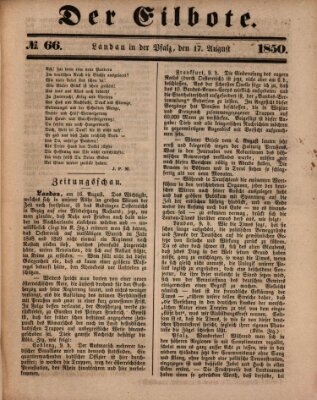 Der Eilbote Samstag 17. August 1850