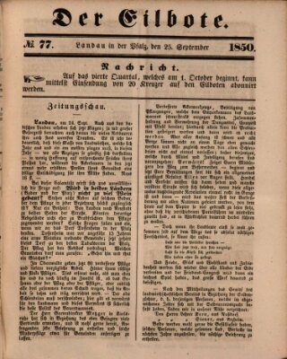 Der Eilbote Mittwoch 25. September 1850