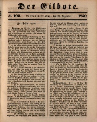 Der Eilbote Samstag 21. Dezember 1850