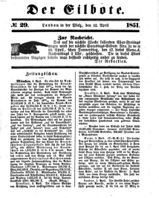 Der Eilbote Samstag 12. April 1851