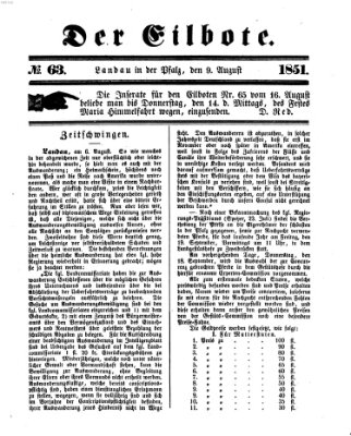 Der Eilbote Samstag 9. August 1851