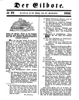 Der Eilbote Samstag 27. September 1851