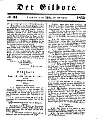 Der Eilbote Donnerstag 29. April 1852