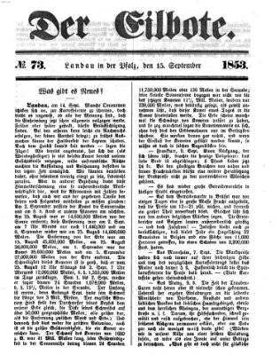 Der Eilbote Donnerstag 15. September 1853