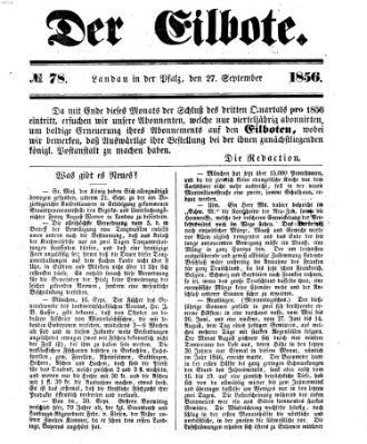 Der Eilbote Samstag 27. September 1856