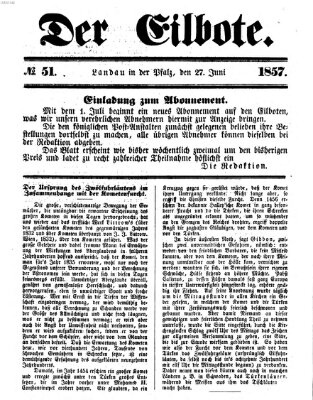 Der Eilbote Samstag 27. Juni 1857