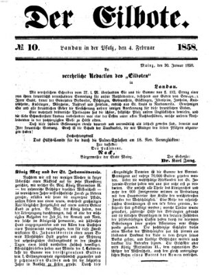 Der Eilbote Donnerstag 4. Februar 1858