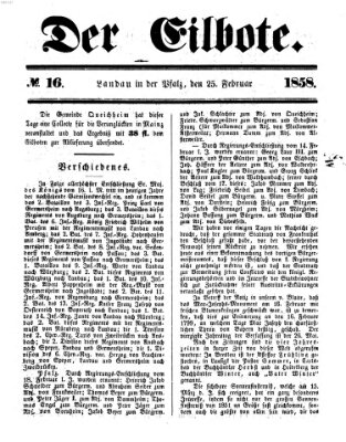 Der Eilbote Donnerstag 25. Februar 1858