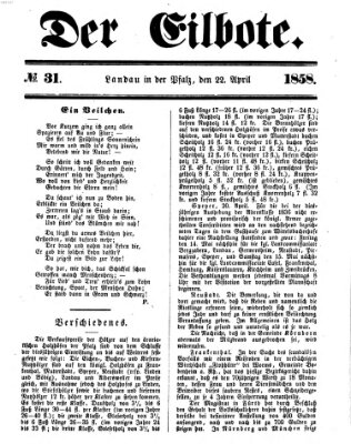 Der Eilbote Donnerstag 22. April 1858